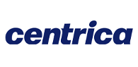 Centrica logo displayed in dark blue italicised lowercase lettering on a white background.