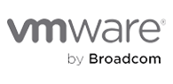 VMware by Broadcom logo featuring the word ‘vmware’ in grey lowercase letters, with the text ‘by Broadcom’ beneath in smaller black lettering.